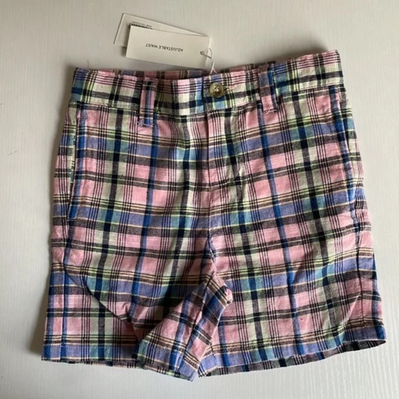 Janie and Jack Boy Plaid Adjustable Waist Shorts 2T - Picture 6 of 8